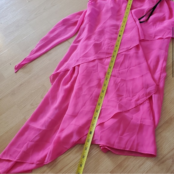 Beautiful Barbie pink laundry by SHELLI SEGAL asymmetrical chiffon dress sz 6 - Picture 5 of 5